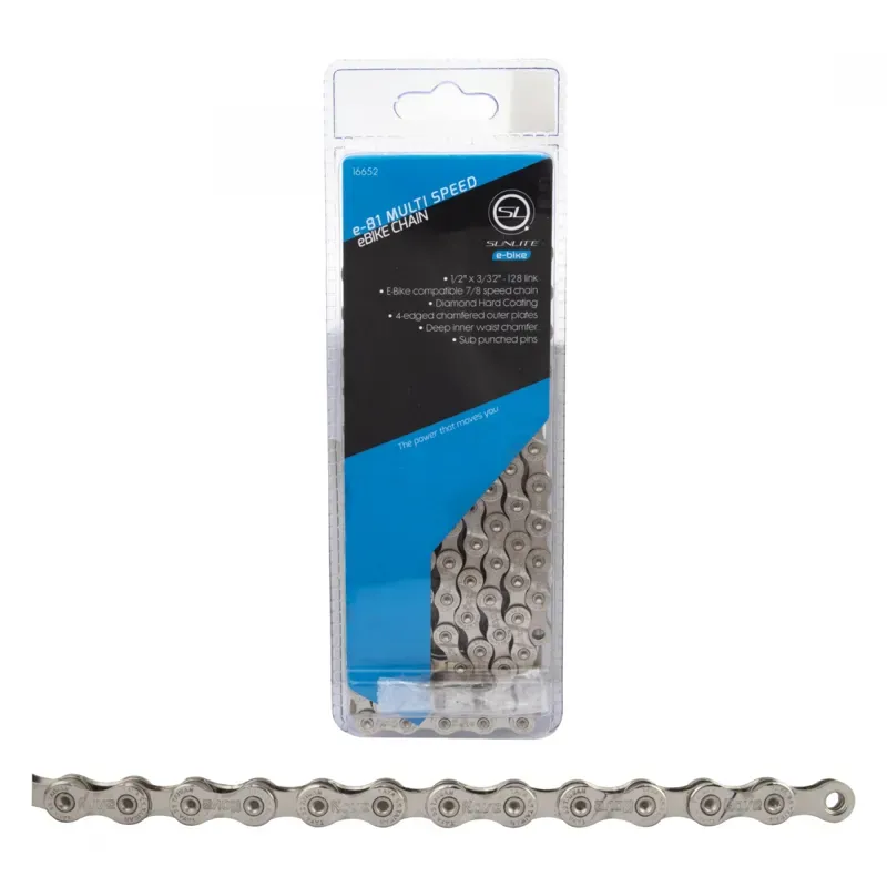 Sunlite Replacement E-bike Bicycle Chain - E8 7/8-speed 128-link 1/2x3/32