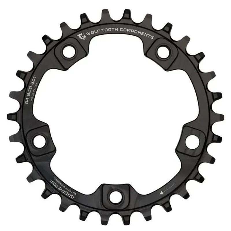 Wolf Tooth 94 BCD Chainring - 30t 94 BCD 5-Bolt Drop-Stop A Black
