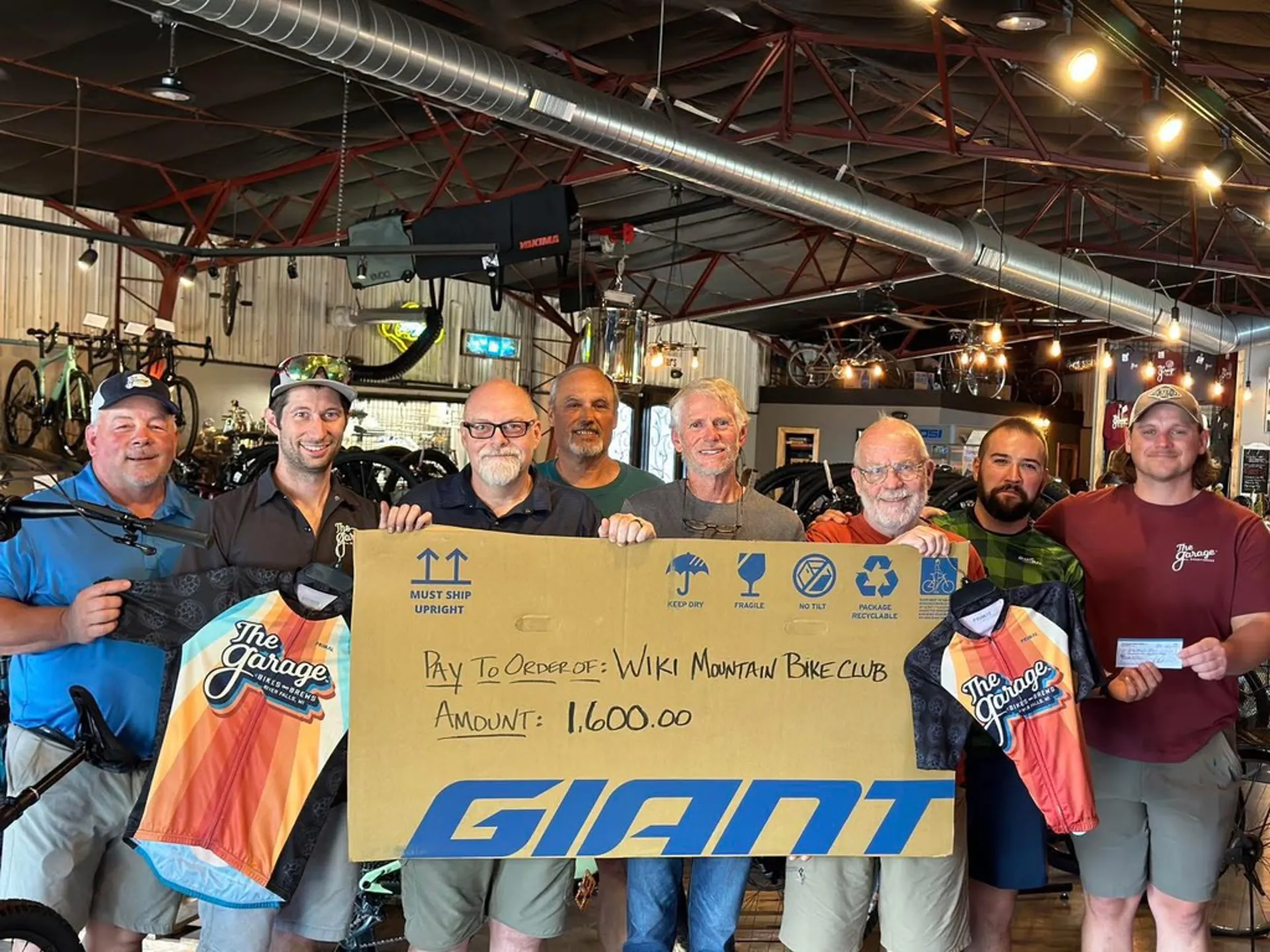 Community donation cheque to Wiki Mountain Bike Club