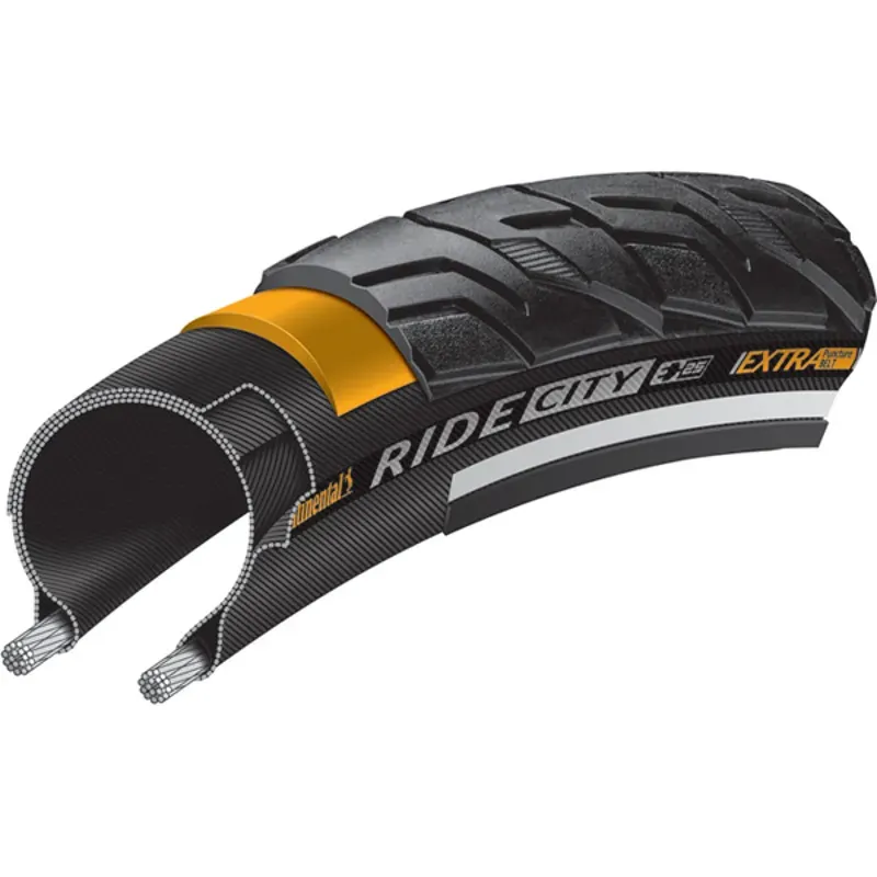 Continental Ride City Tire - 26 X 1.75 Clincher Wire Black/Reflex ExtraPuncture Belt E25 Black/Reflex 26 x 1.75